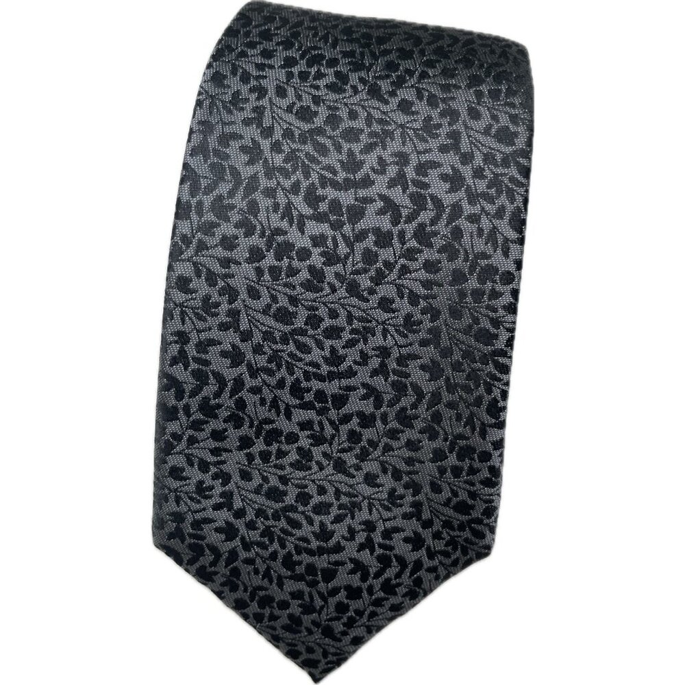 Ted Baker 100% Silk Floral Tie Black Gray Narrow W: 2.8” L:59” - Picture 2 of 9